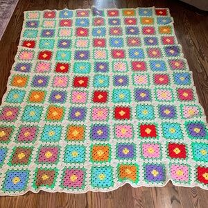 84x64 granny square crocheted afghan